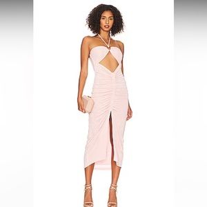 L Space Stina Ruched Cutout Midi Bodycon Dress Sz M